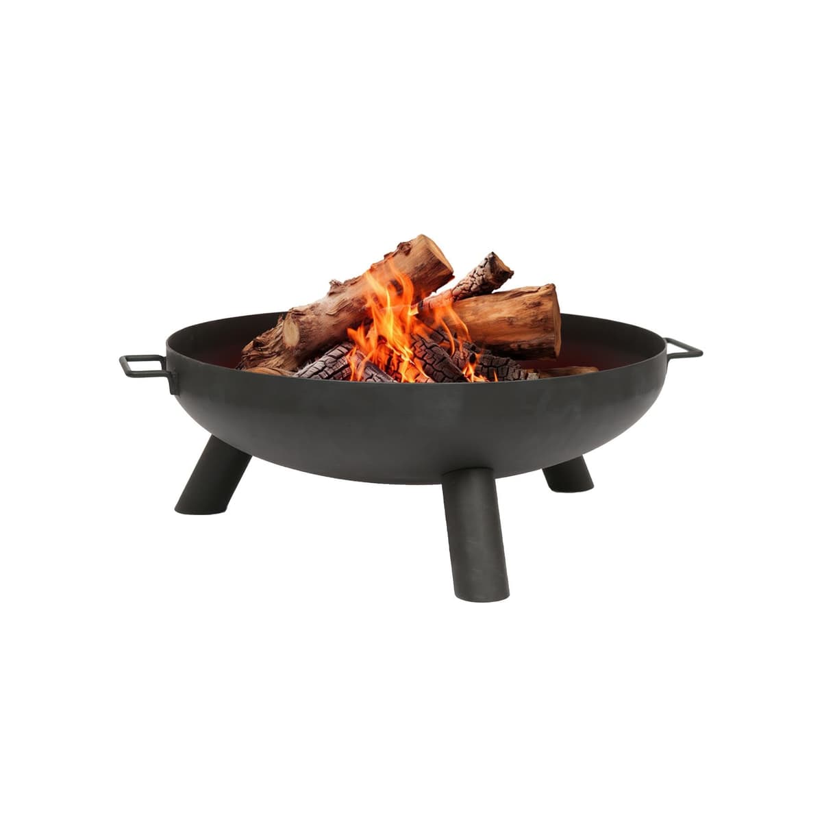 Hammer & Tongs 59.5cm Iron Fire Pit - Small Outdoor Round Garden Fire Bowl Brazier Garden Patio Heater Stove for Wood Logs, Charcoal Burning, BBQ, Camping Firepit