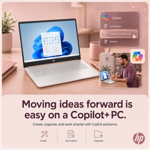 HP Business and Home Laptop, 8GB RAM, Intel Processor, Microsoft Office 365 1 Year, 64GB SSD, Windows 11 Home | No Mouse, Fast Response, Long Battery Life, Sleek, Rose Gold Laptop — view 5