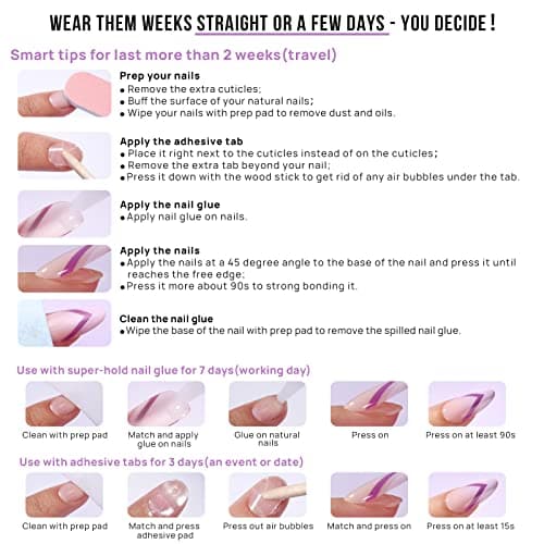 BTArtbox Square Ombre Press On Nails -Soft Gel Press On Nails Short with Nail Glue, 16 Sizes - 32 Reusable Fake Nails Kit, Vanilla Cream — view 7