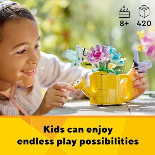 LEGO Creator 3 in 1 Flowers in Watering Can Building Toy - Fun, Creative Activity for Kids, Girls and Boys, Ages 8+ - Gift for Birthdays - Building Options for Rain Boots or Birds - 31149 — view 2