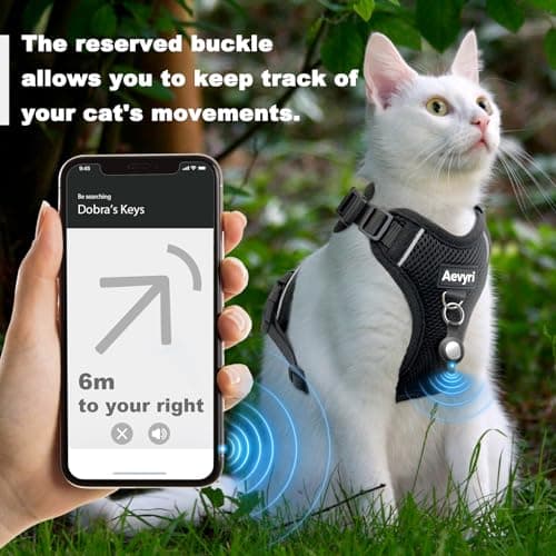 Cat Harness, Cat Harness and Leash for Walking, Adjusted in Four Directions and Breathable Cat Harness for Anti Escape that can be Fitted and Positioned, Reflective Strips Harness, Black, M — view 3