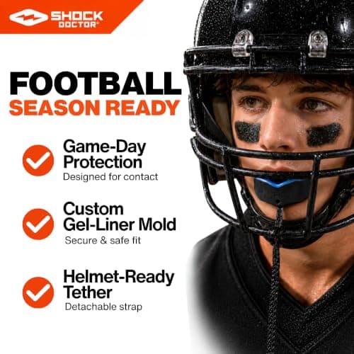 Shock Doctor Gel Max Mouth Guard, Sports Mouthguard for Football, Lacrosse, Hockey, Basketball, Flavored Mouth Guard, Youth & AdultBLUE/Black, Adult, Non-Flavored — view 3