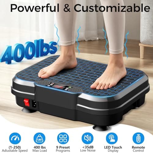 Trekora Vibration Plate Exercise Machine, Curved Vibration Plate for Lymphatic Drainage Weight Loss, 400 Lbs Capacity Shake Platform with 250 speeds Full Body Workout Equipment for Home Women Men — view 3