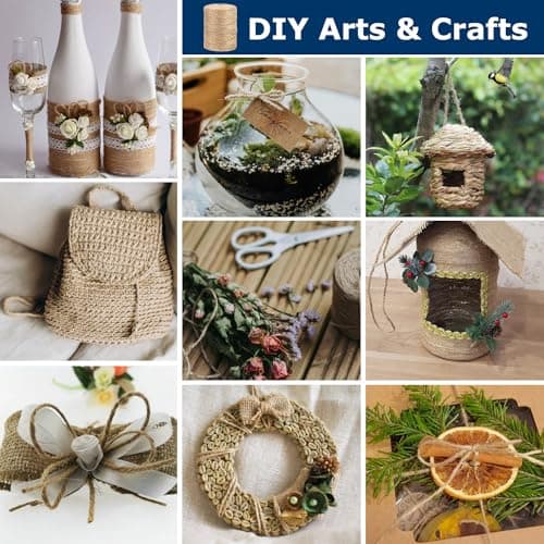 Vanhench 805FT Natural Jute Twine String, Bulk Hemp Jute Rope Cord Twine for Crafts Gardening, Gift Wrapping, Wedding Décor, Packing Material Burlap Ribbon, Christmas Knitting Macrame Decoration — view 5