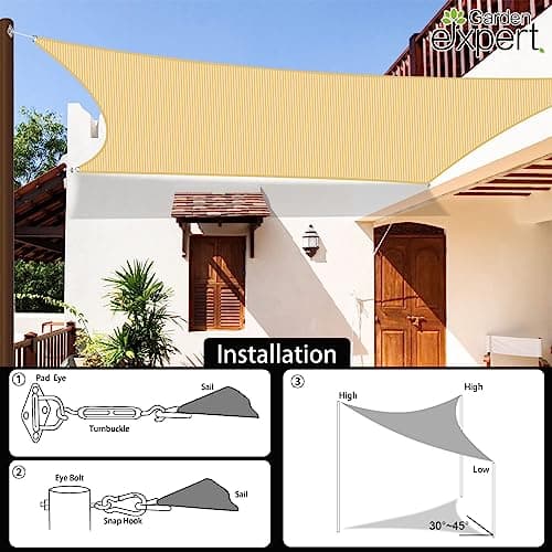 Garden EXPERT 8'x10' Sun Shade Sail Sand Rectangle Canopy Sail Shade Cloth for Patio Garden Outdoor Backyard — view 5