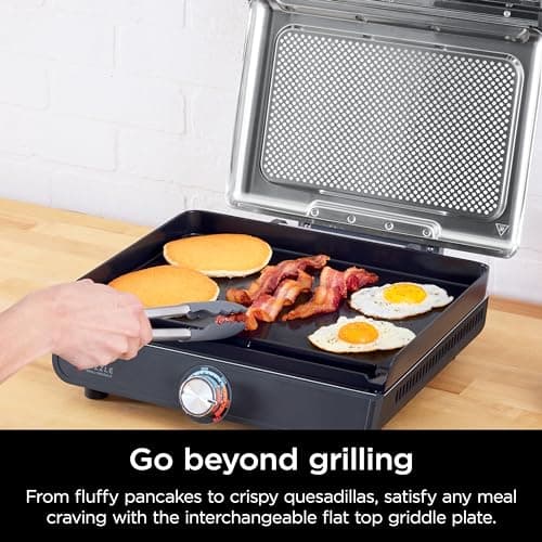 Ninja Griddle and Indoor Grill, 14’’, Electric Grill, For Steak, Burgers, Salmon, Veggies, and More, Pancake Griddle, Nonstick, Dishwasher Safe, 500F, Even Cooking, Silver, GR101 — view 4
