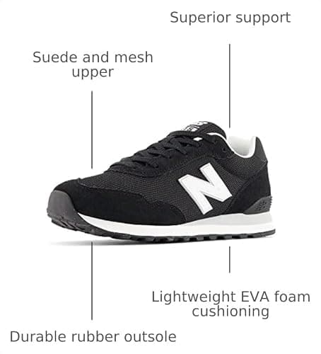 New Balance Men's 515 V3 Sneaker, Black/White/Aluminum Grey, 12 — view 7