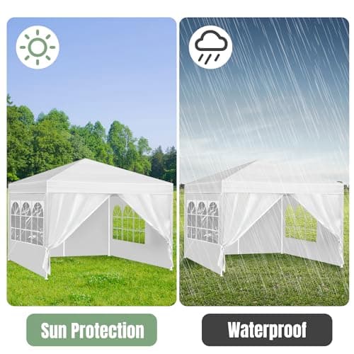 Teabelle 10x10 FT Party Canopy Tent with 4 Removable Sidewalls, Heavy Duty White Wedding Gazebo, Waterproof Outdoor Event Shelter with Portable Steel Poles, Sun Shade for Patio Lawn Garden Yard — view 5