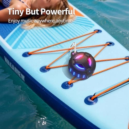 EBODA Bluetooth Shower Speaker, Portable Bluetooth Speakers, IP67 Waterproof Outdoor Speaker Wireless with LED Light, Floating, 2000mAh, True Wireless Stereo for Pool, Kayak, Bike, Golf, Gifts -Black — view 7