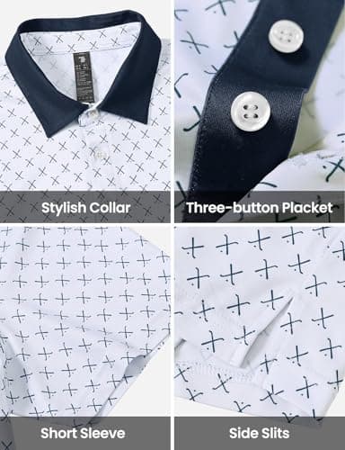 JHMORP Men's Golf Shirts Short Sleeve Polo Shirt Moisture Wicking Quick Dry Performance Sports T-Shirts (White Golf Clubs,CA L) — view 5