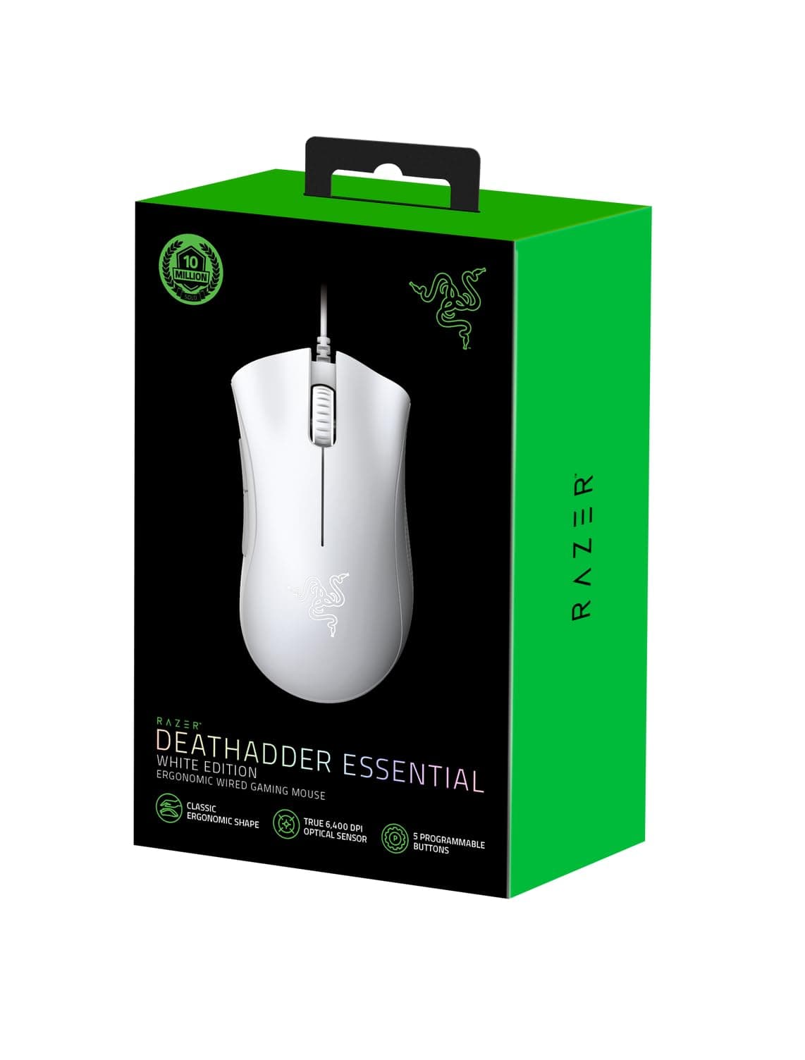 Razer DeathAdder Essential (2021) - Wired Gaming Mouse (Optical Sensor, 6400 DPI, 5 Programmable Buttons, Ergonomic Form Factor) White — view 10