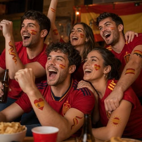 Vaollousia Temporary Tattoos Spain Flag forWorld Cup 2026, National Country Flag Tattoo Stickers, Soccer Fan Party Face Body Tattoo, Waterproof Football Fan Accessories for Adult Kid Cheek Arm Hand — view 4