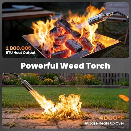 Propane Torch Weed Burner,14FT Hose 1,800,000 BTU High Output Weed Torch with Self Igniter and Turbo Trigger, Heavy Duty Propane Weed Torch for Weeding,Melting Snow,BBQ,Roof Asphalt Work