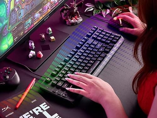 HyperX Eve 1800 – Gaming Keyboard, 1800 Form Factor,10 Zone Customizable RGB Lighting, Built-in Media Buttons, Membrane Switches, – Black — view 5