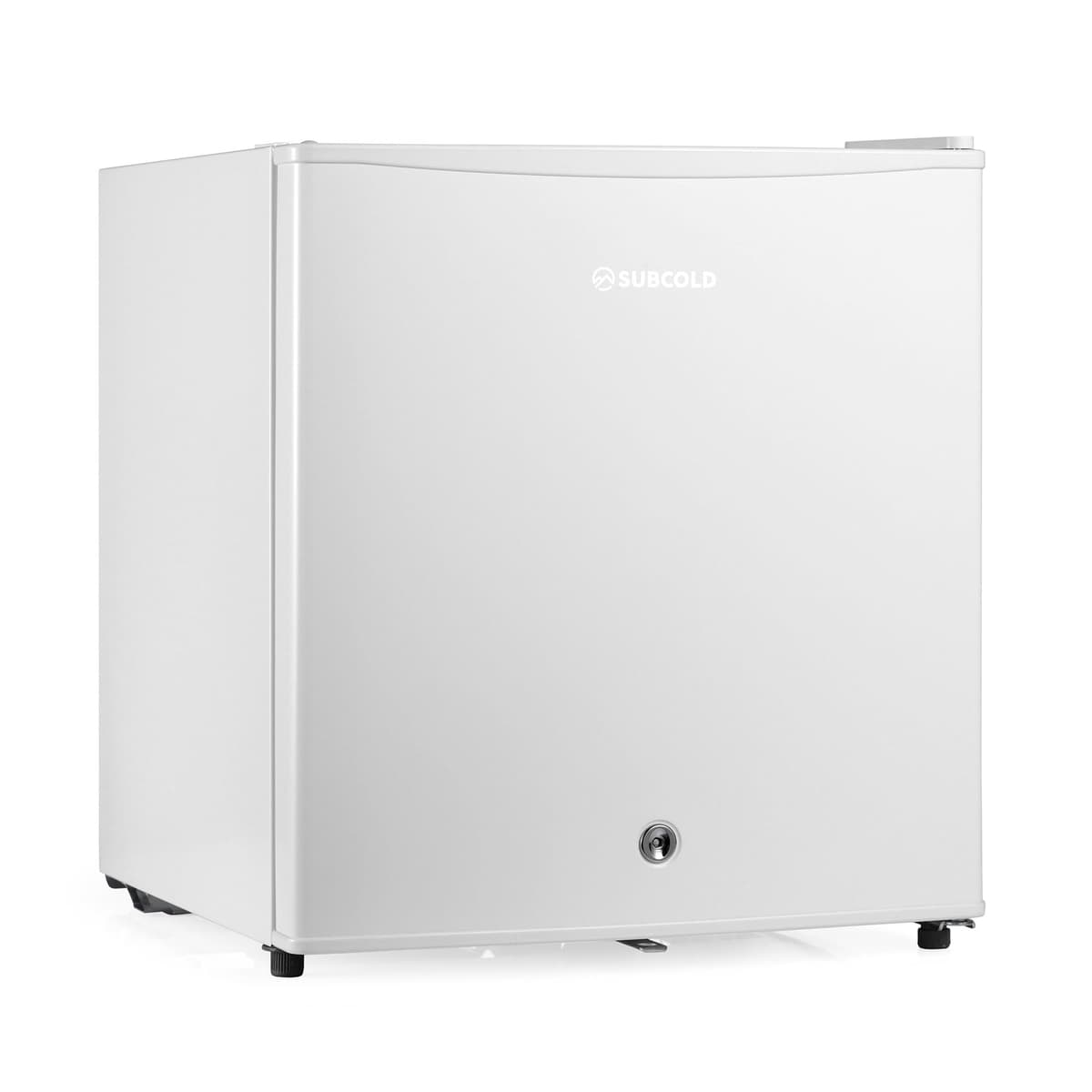 Subcold Eco50 Mini Fridge White | Table-Top Model | Counter-Top Fridge | Solid Door with Chiller Box | Lock & Key | Energy Efficient (45L, Black)