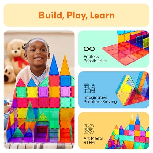 PicassoTiles Kids Toy Magnetic Building Blocks Magnet Tiles Supersized 12pc Large Stabilizer Base Jumbo XL Plate Foundation Education Construction Kit Engineering STEM Children Learning Stacking Set — view 3