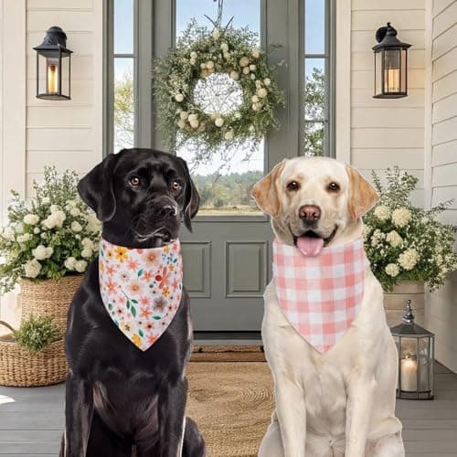 Agroon Spring Dog Bandanas Small 3PCS, 6 Pattern Summer Floral Scarf for Boy and Girl, Triangle Reversible Bibs Breed for Puppy Pets — view 5