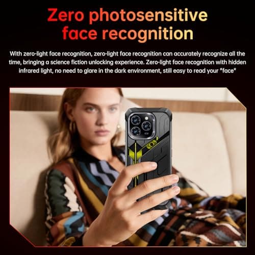 Huness 16 Ultra 32+1TB Rugged Armor Unlocked Cell Phone,Smartphone 6.99" HD Screen Android 15 Battery 22000mAh Unlocked Phone (Black, A_32+1TB) — view 3