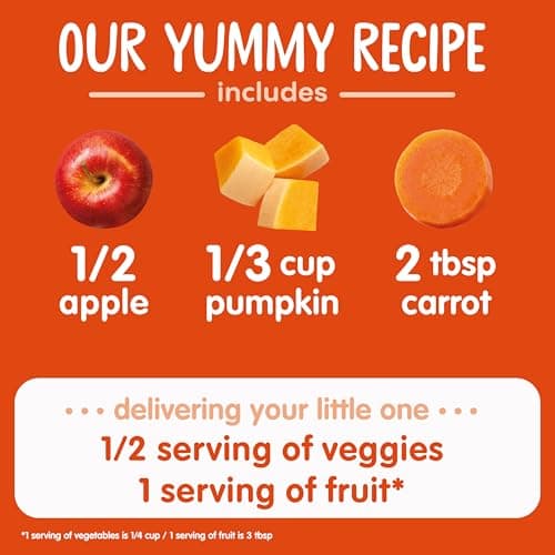 Happy Baby Organics Stage 2 Baby Food Pouches, Gluten Free, Vegan & Healthy Snack, Clearly Crafted Fruit & Veggie Puree, Apples, Pumpkin & Carrots, 4 Ounces (Pack of 16) — view 3