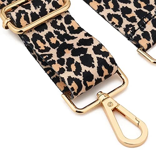 ZOOEASS Wide Shoulder Strap, Guitar Style Adjustable Purse Strap with Gold Buckle Replacement Woven Crossbody Straps for Handbags((3.8CM) Leopard2) — view 2
