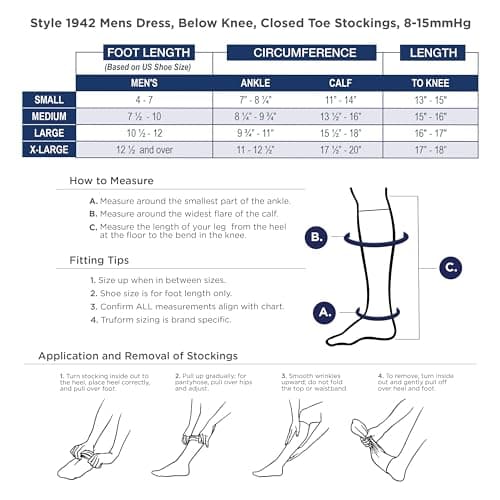 Truform Compression Socks, 8-15 mmHg, Men's Dress Socks, Knee High Over Calf Length, Black, Medium — view 5