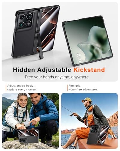 Kaiiecal for Motorola Razr Fold Case [Fit for MagSafe] [Hidden Kickstand] [Hinge Protection] Built-in Screen Protector Durable Silicone Matte Protective Cover for Moto Razr Fold 2026, Black — view 4