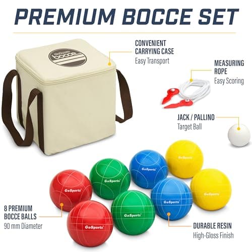 GoSports 90 mm Backyard Bocce Set with 8 Balls, Pallino, Case and Measuring Rope - Made from Premium Resin — view 3