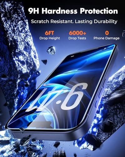 UNBREAKcable 2-Pack Screen Protector for iPhone 17 Pro, Military-Grade Shatterproof Tempered Glass [9H+ Hardness] [Easy Installation Frame] [99.99% HD Clear] for Apple iPhone 17 Pro — view 2
