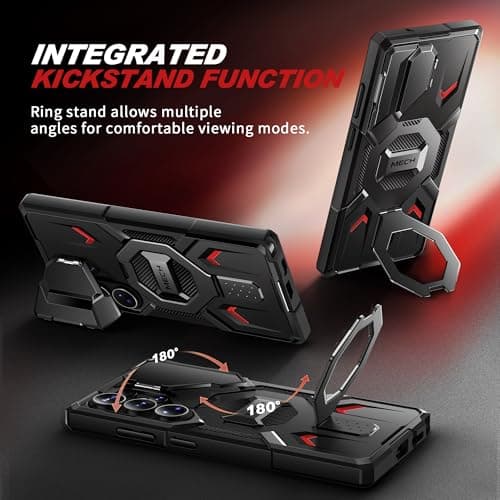 TONGATE for Samsung Galaxy S26 Ultra Case with Magnetic Stand, Compatible with MagSafe [Built-in Camera Cover & Ring Holder][Military-Grade Protection] Anti-Slip Rugged Phone Case for S26 Ultra, Black — view 4