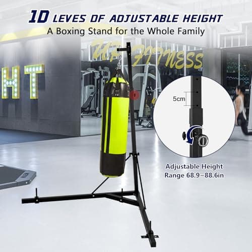 Adjustable Punching Bag Stand 150 LBS Capacity Heavy Bag Stand Steel Boxing Stand Free Standing for Home Gym Fitness, Stand Only — view 2