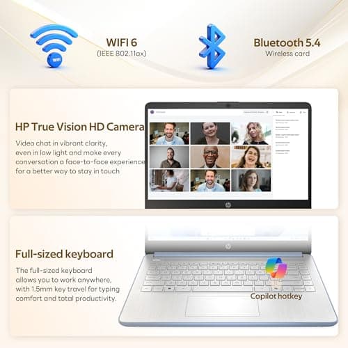 HP Stream 14" Laptop with AI Copilot, Flagship for Students & Business, 13th Gen Intel 4-Core, 4GB RAM, 256GB Storage (128GB UFS + 128GB Docking Station), Office 365 1-Year, Win 11 S, Sky Blue — view 4