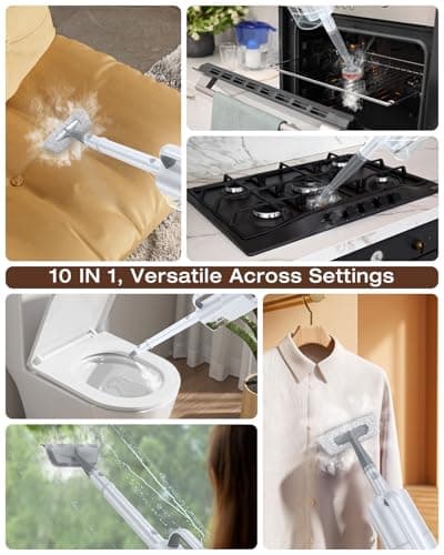 10-in-1 Steam Mop with Detachable Handheld Steamer,350ml Tank, 10s Heat-Up, 248°F Steam Cleaner, 2-Level Control and Swivel Head for Floor,Carpet,Tiles, BBQ grill,Car Accessories Clean White — view 2