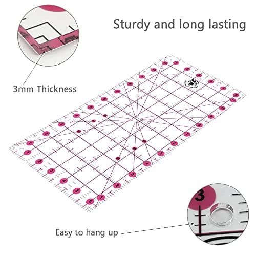 Headley Tools Rotary Cutter Set - 45mm Fabric Cutter, 5 Replacement Rotary Blades, A3 Cutting Mat, Quilting Ruler and Sewing Clips, Craft Knife Set,Ideal for Crafting,Sewing, Patchworking, Pink/Purple — view 5