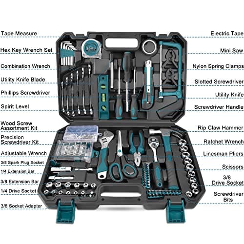 Sundpey 257PCs Home Tool Kit - Portable Repair Outils Complete General Household Hand Tool for Mechanic Tools for Men & Women with Ratchet & Screwdriver & Socket Set & Tool Box Storage Case