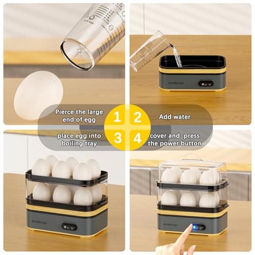 Evoloop Rapid Egg Cooker Electric 12 Eggs Capacity, Soft, Medium, Hard Boiled, Poached, Omelet Maker Egg Poacher & Vegetable Steamer, BPA Free Tray(Grey) — view 5
