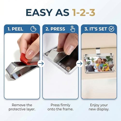 SUNEZLGO 2 Pack Car Picture Holder and Visor Photo Clip, Car Accessories, Acrylic Magnetic Car Photo Holder, Easy Install Universal Fit, Personalized Gift for Family Photos, Gifts for Boyfriend — view 3
