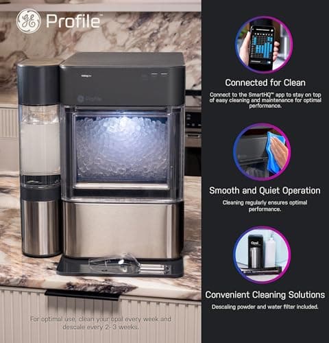 GE Profile Opal 2.0 XL with 1 Gallon Tank, Chewable Crunchable Countertop Nugget Ice Maker, Scoop included, 38 lbs in 24 hours, Pellet Ice Machine with WiFi & Smart Connected, Stainless Steel — view 3