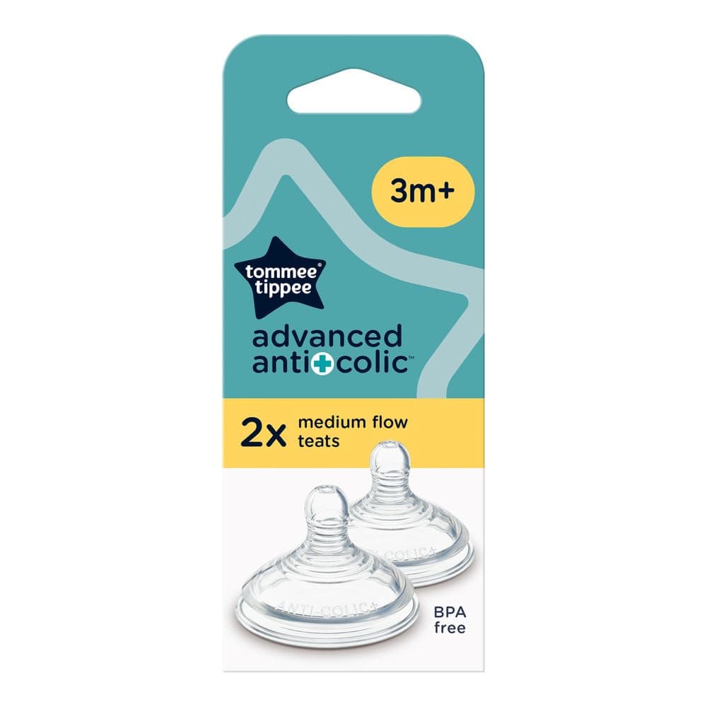 Tommee Tippee Advanced Anti-Colic Baby Bottle Teats, Medium Flow for 3m+, Pack of 2 Breast-Like Teats for a Natural Latch, BPA Free Soft Silicone — view 2