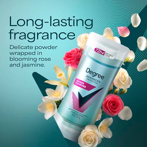 Degree Advanced Protection Antiperspirant Deodorant Sheer Powder for 72-Hour Sweat & Odor Control for Women, with Body Heat Activated Technology, 2.6 oz — view 3