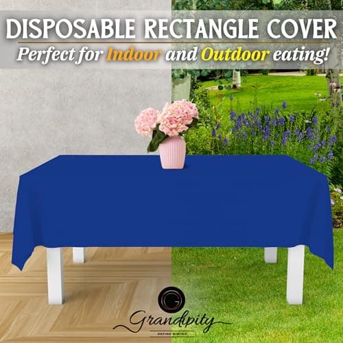 Blue 12 Pack Premium Disposable Plastic Tablecloth 54 Inch. x 108 Inch. Rectangle Table Cover By Grandipity — view 4