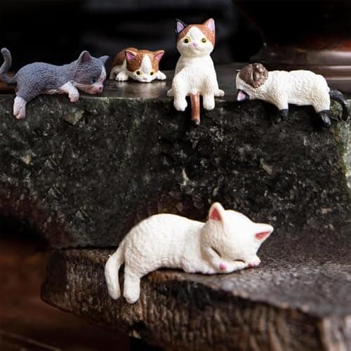 Songholee 12 Piece Mini Cat Figurines Set, Resin Desktop Ornaments, Cute Cat Figures for Computer Monitor, Car Dashboard, Home Decoration (Multicolor)