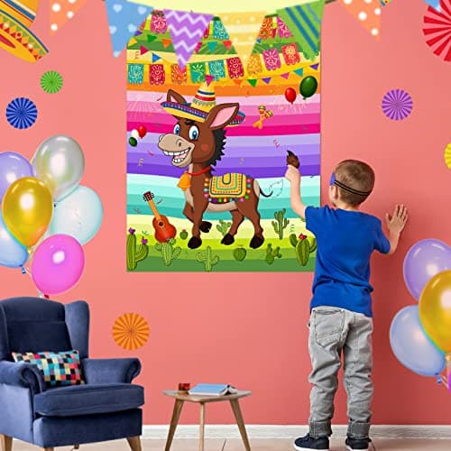 ASTARON Pin The Tail on The Donkey Mexican Donkey Game for Cinco De Mayo Party, Mexican Party Fiesta Themed Party, Kids Birthday Supplies — view 3