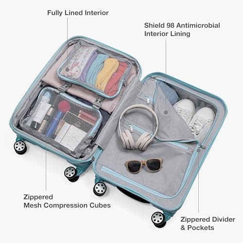 Traveler's Choice Pagosa Hardshell Expandable Luggage with Spinner Wheels, Baby Blue, 22-Inch Carry-on — view 7