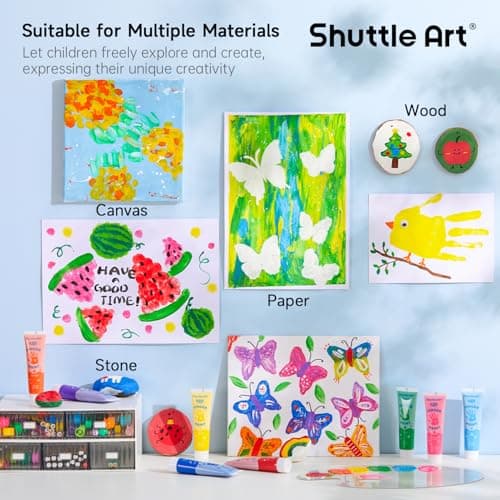 Shuttle Art Washable Finger Paint for Toddlers, 15 Vibrant Colors (1.2 fl oz) Toddler Paint, Non-Toxic Finger Painting for Toddlers 1-3, Kids Arts and Crafts — view 5