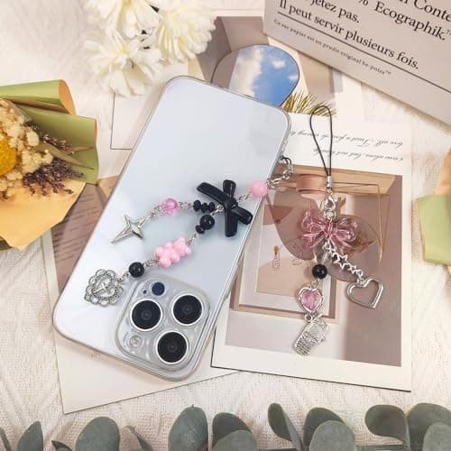 cioatu 1-4PCS Cute Phone Charms Aesthetic Y2K Cell Phone Charms Strap Strawberry Butterfly Star PhoneCharm Y2K Accessories for Bag Keychain Airpods Camera Pendants Decor (2 Bows) — view 3