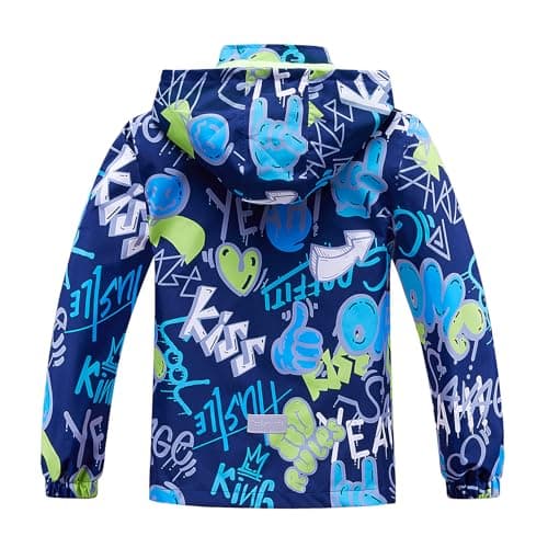 Aiwujiwu Girls Boys Rain Jacket Kids Lightweight Raincoats Windbreaker Outdoor Water-Resistant Hooded Jacket for Children