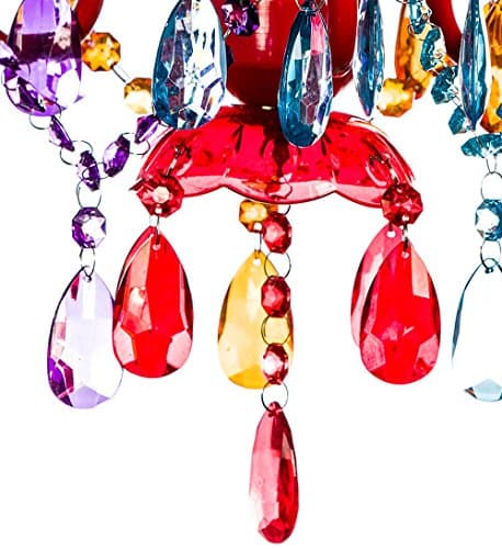 The Original Gypsy Color 3 Light Mini Plug-in Gypsy Chandelier for H17" W12", Red Metal Frame with Multi Color Acrylic Crystals — view 4