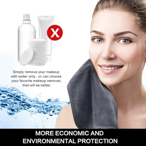 Sinland Microfiber Facial Cloths Fast Drying Washcloth Reusable Makeup Removing Towels Super Soft Facial Cleansing Cloths for Face, Eye, Lips 12 inch x 12 inch Grey 6 Pack — view 5