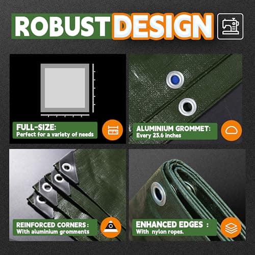 RAINDEWAY 6x8 Feet Tarps Heavy Duty Waterproof 10.5 Mil Outdoor Small Tarp — view 3