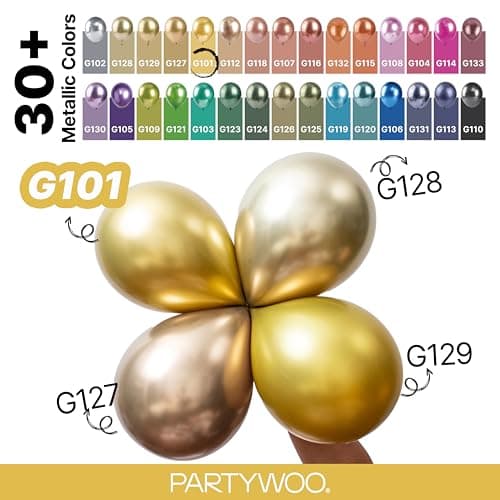 PartyWoo Gold Balloons 140pcs Different Sizes of 18 12 10 5 Inch Gold Balloon Arch Kit Garland for Birthday Wedding Anniversary Baby Shower Graduation Retirement Casino Party Decorations Gold-G101 — view 3